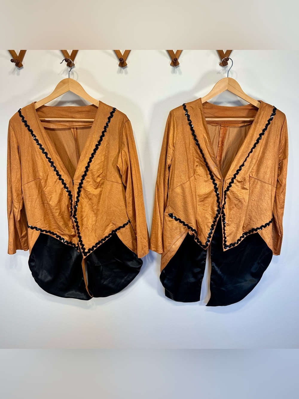2 Vintage Copper Metallic Tailcoat Costume Jackets Sequin Halloween Adult L & XL